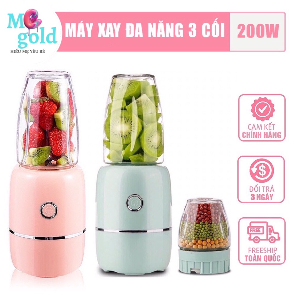 Máy xay 3 cối thủy tinh, máy xay nội địa Trung cao cấp💥6 LƯỠI DAO💥xay được hạt cho bé ăn dặm