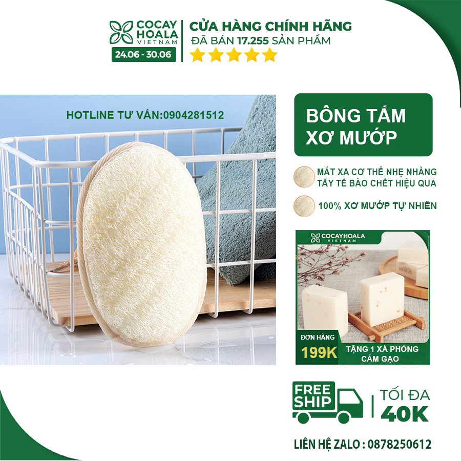 Bông Tắm-Bông Tắm Xơ Mướp 100% Tự Nhiên tạo bọt xỏ tay tiện dụng thân thiện cơ thể an toàn cho sức khỏe