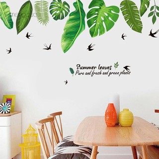 Decal dán tường lá xanh
