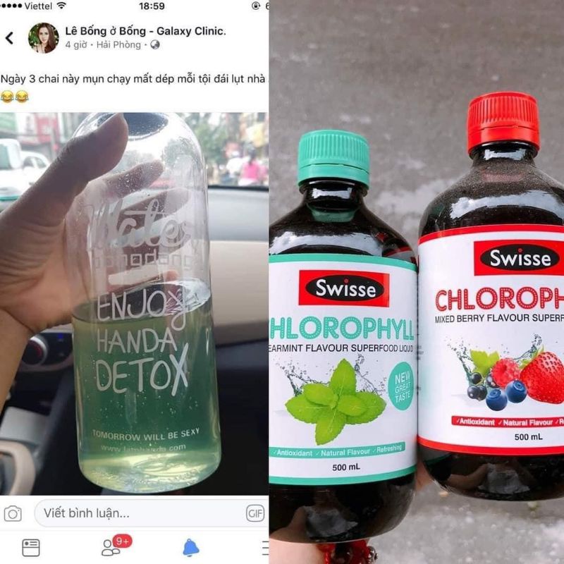 Nước diệp lục Swisse Chlorophyll 500ml Úc vị dâu và bạc hà