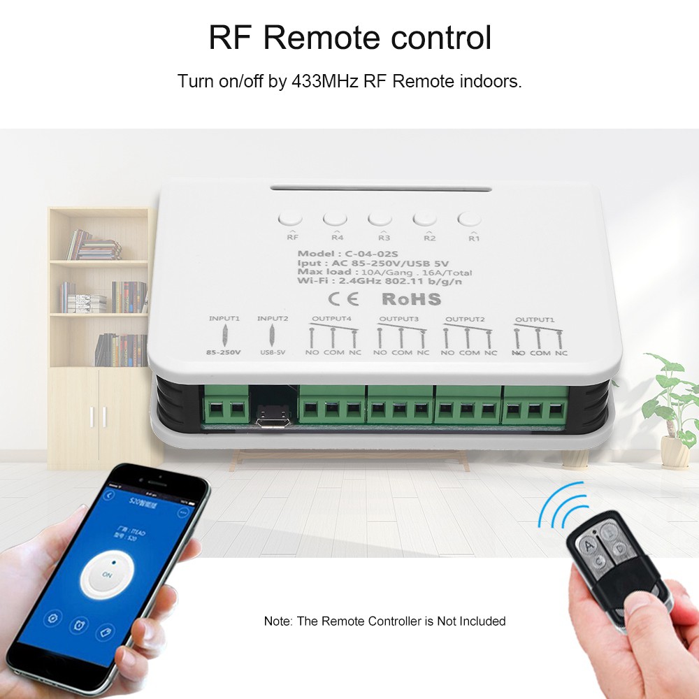 Công Tắc Điều Khiển Wifi Thông Minh 433mhz Rf Qua 4ch Pro R2 Ewelink App