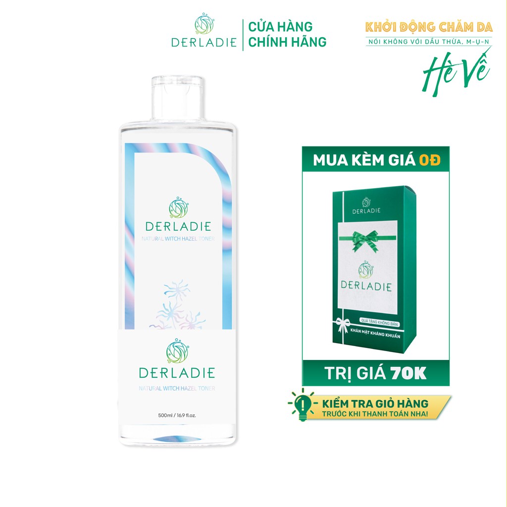 [MUA 1 TẶNG 1] Toner Derladie Natural Witch Hazel Ngừa Mụn, Làm Sạch Da 500ml