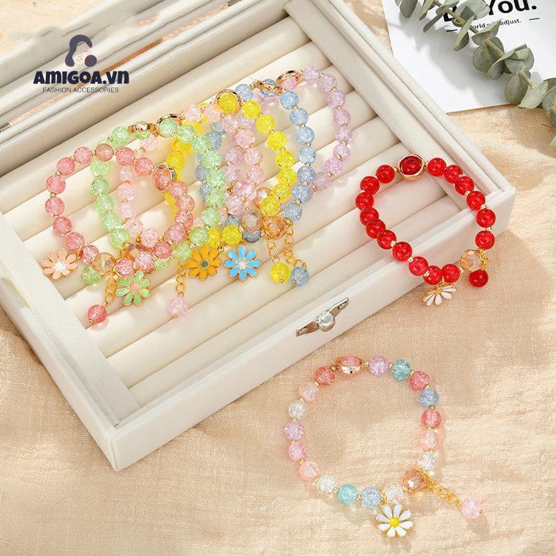 Vòng Tay Trang Sức Đính Hoa Cúc/ Dâu Tây/ Hướng Dương Dành Cho Nữ