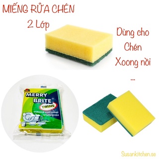 Miếng rửa chén bát cọ xoong nồi 2 lớp