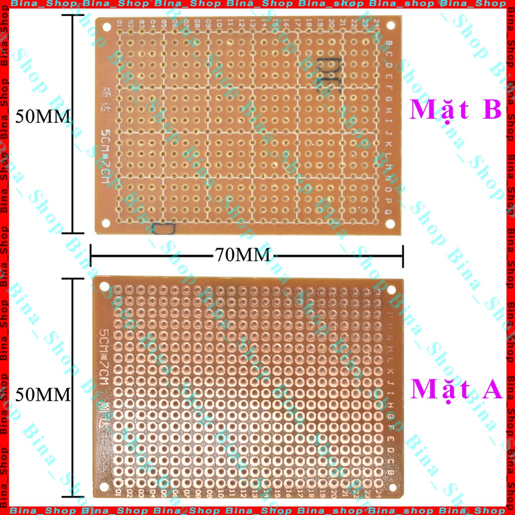 Phíp đồng đục lỗ PCB 5x7cm, 7x9cm, 9x15cm test board hàn mạch