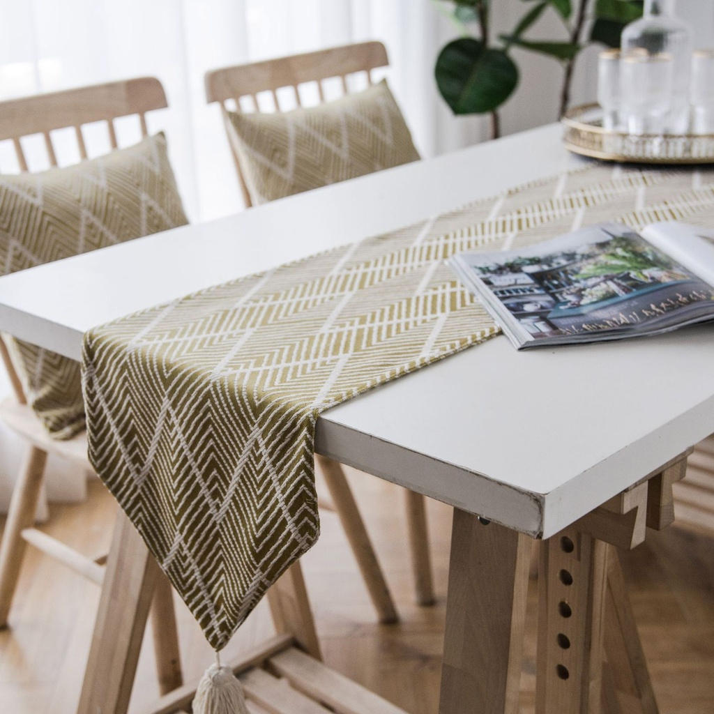 Khăn Trải Bàn Họa Tiết Gợn Sóng Phong Cách Bắc Âu Độc Đáo