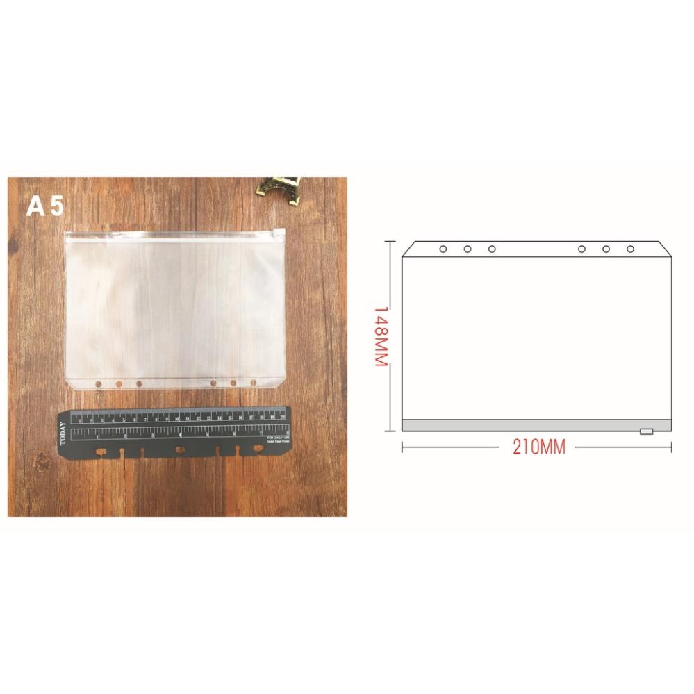 Bìa sổ còng binder KOGANO bìa còng 6 lỗ A5 A6 kiêm túi đựng có khóa kéo SN-001337