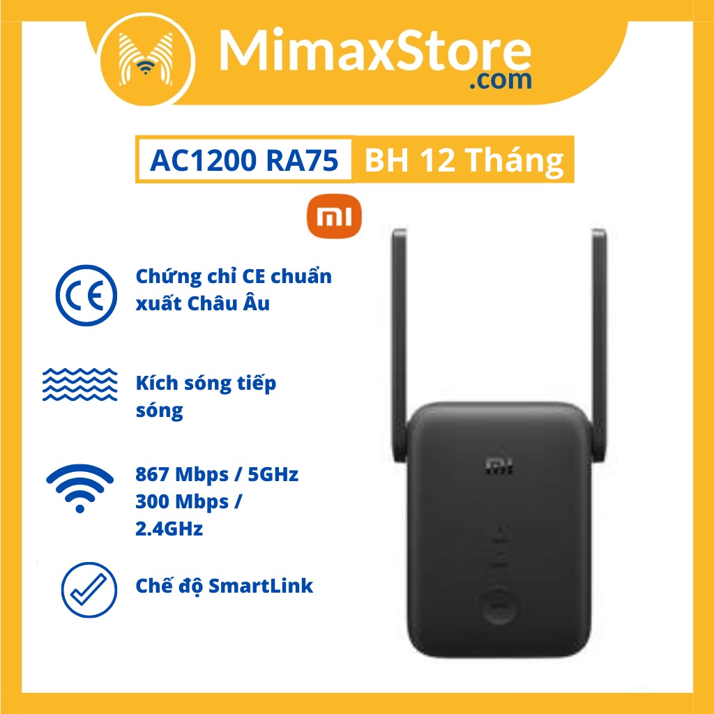 [HỎA TỐC - HCM] Thiết Bị Kích Sóng Wifi Xiaomi AC1200 RA75 Mi Wifi Range Extender | Hàng Chính Hãng | Bảo Hành 12 Tháng