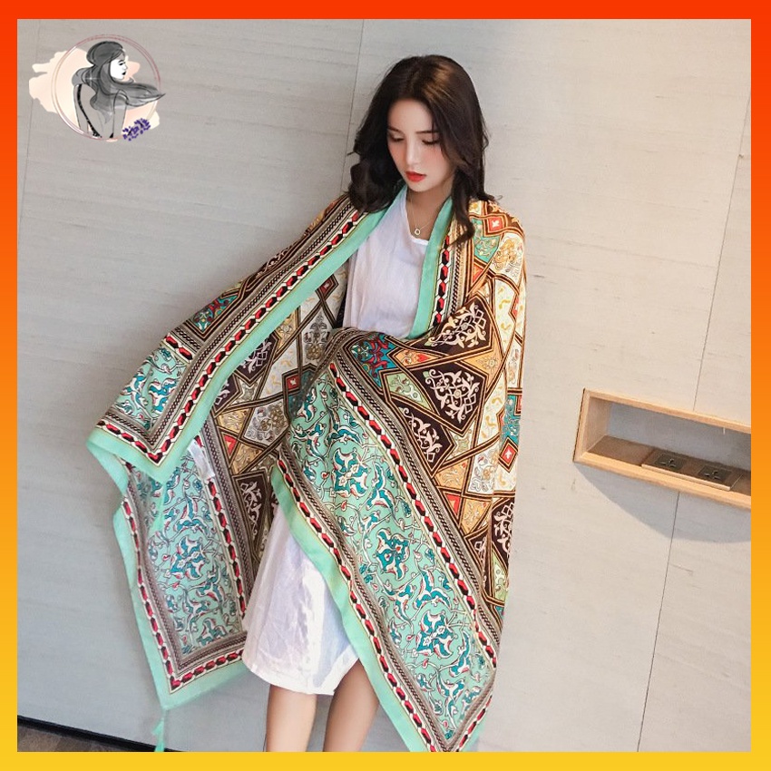 Khăn choàng boho đi biển họa tiết thổ cẩm dày đẹp nhiều họa tiết phù hợp che nắng chụp hình Claura Beauty