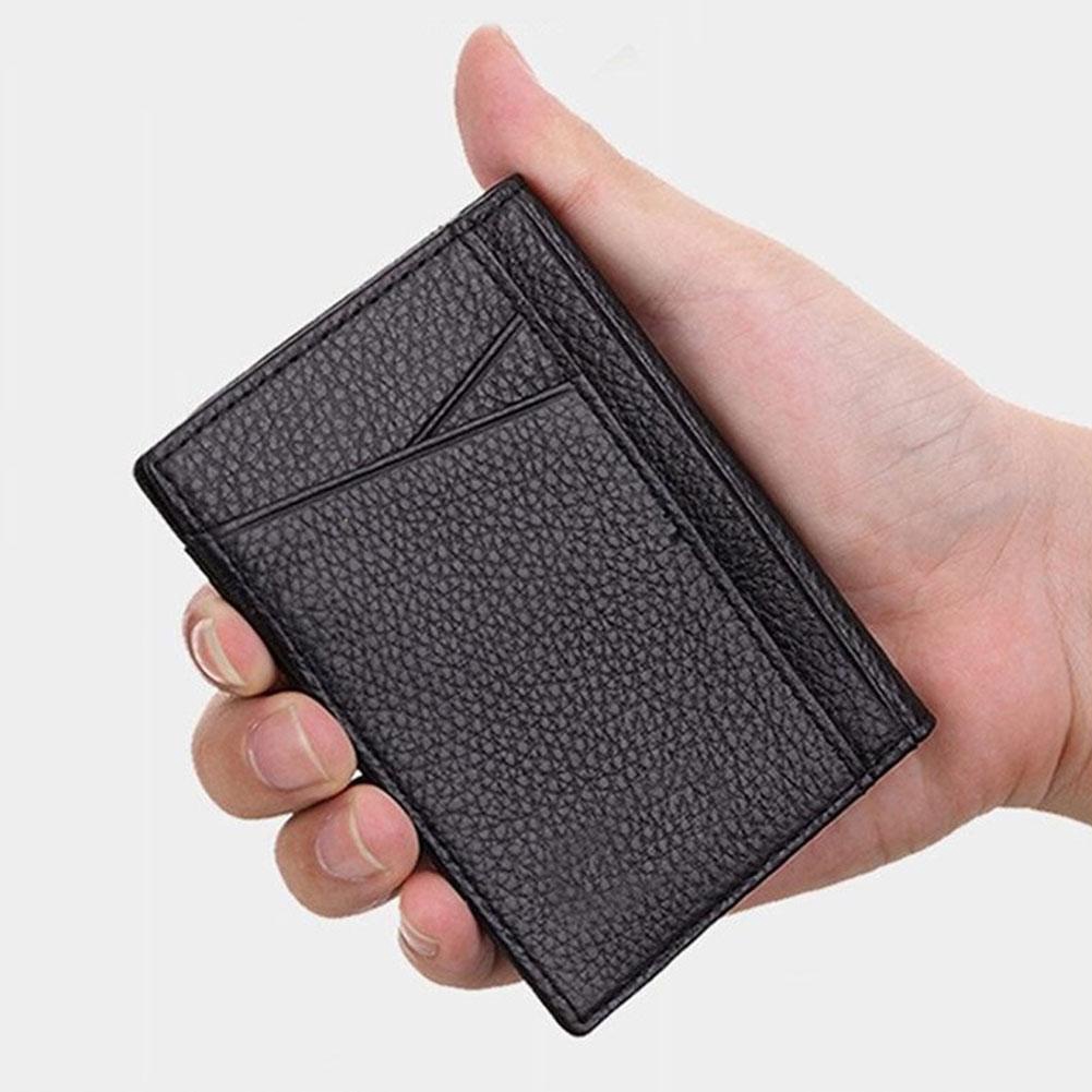 Ví Da Bò Thật Siêu Mỏng Nhiều Ngăn Đựng Thẻ Tiện Dụng E6U3