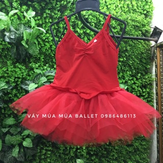 Váy múa đỏ 2 dây bèo eo (có sỉ từ 5c)