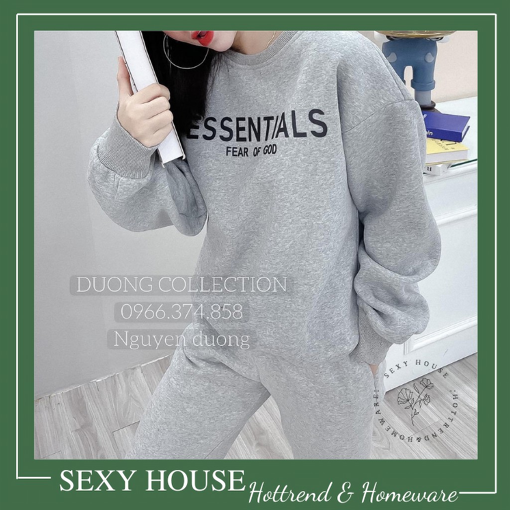 Bộ thể thao nỉ bông  Essen, bộ nỉ thu đông màu Basic hottrend B03 SEXYHOUSE