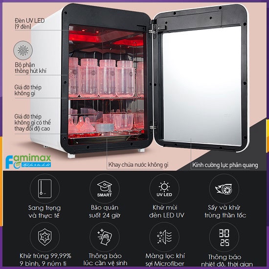 (Phiên bản mới nhất) Máy tiệt trùng sấy khô bằng tia UV Haenim Premium thế hệ 4 Plus UV LED - Hàng cao cấp chính hãng