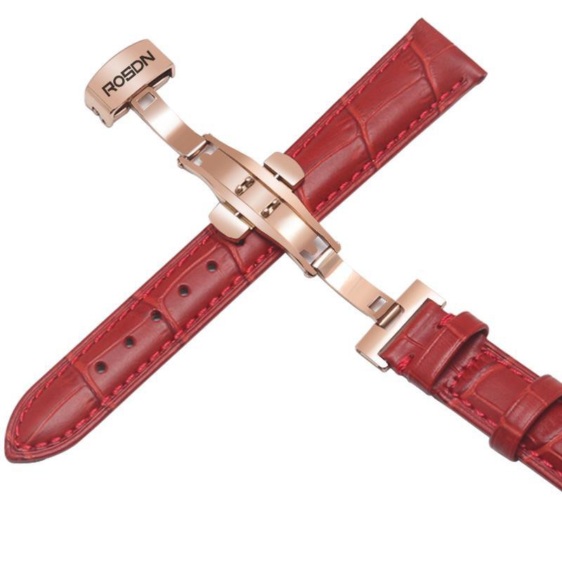 Roxton leather watch lead layer cowhide original Rodn strap men's men's women's butterfly leather strap 16/20