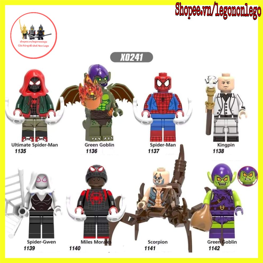 MInifigure siêu anh hùng Lego Marvel Spider Man Scorpion Green Globin Kingpin X0241