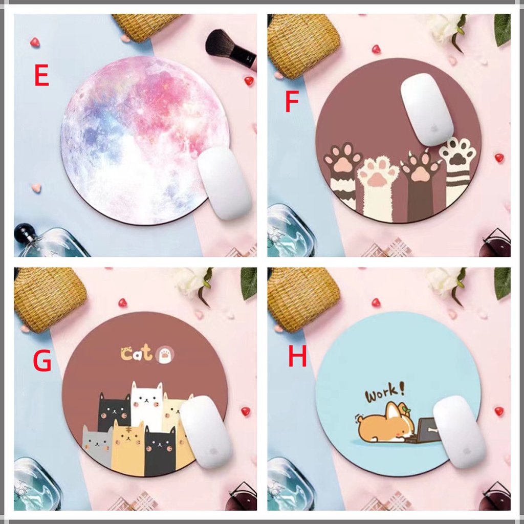 ❤Còn Hàng❤ Tấm Lót Chuột Hình Tròn 8 Kiểu Họa Tiết Hoạt Hình Dễ Thương