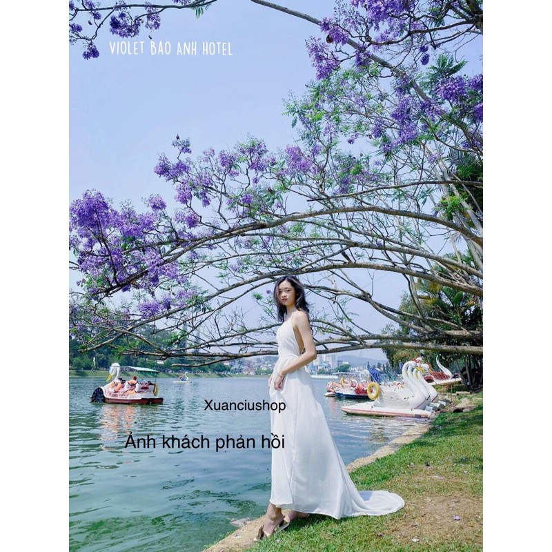 Váy Maxi Yếm Hở Lưng Sống Ảo Có Đệm Ngực