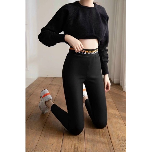 Quần legging lót lông Quần tăm lông cạp chữ