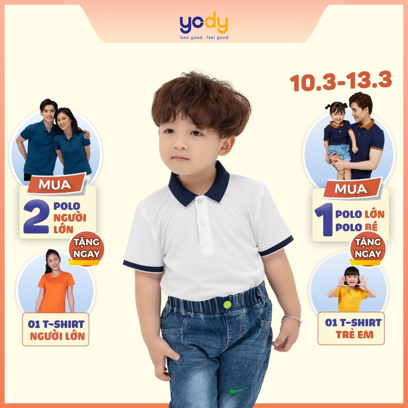 Áo Thun Phông Trẻ Em YODY Cafe Phối Nẹp Chất Liệu Thấm Mồ Hôi Cho Mùa Hè Năng Động APK5179