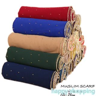 Khăn Trùm Đầu Chiffon Đính Ngọc Trai Nhân Tạo Cho Phụ Nữ Hồi Giáo