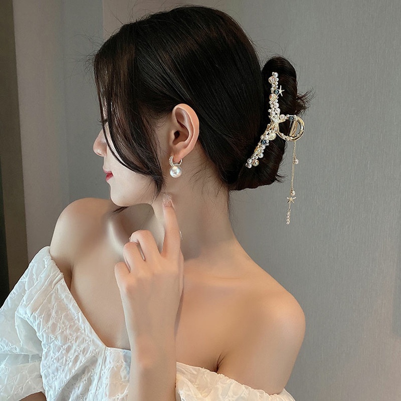 Kẹp Tóc Càng Cua Tua Rua Trung Hoa Ngọc Trai Phụ Kiện Thời Trang Cho Nữ AB131