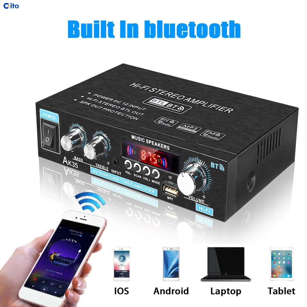 AK35 800W Nhà Khuếch Đại Kỹ Thuật Số Âm Thanh 110-240V Bass Âm Thanh Điện Tương Thích Bluetooth Khuếch Đại hifi FM USB Xe Âm Nhạc ITO