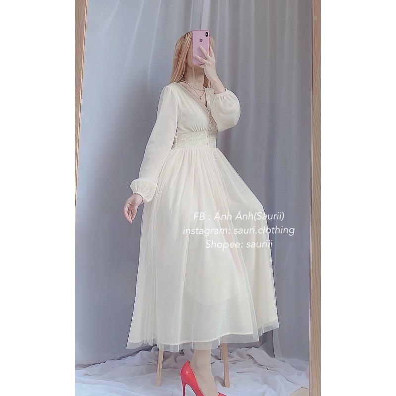 SẴN🖤Đầm 3 lớp công chúa bồng bềnh cổ ngọc siêu xinh|Đầm xoè maxi ulzzang lưới tiểu thư dạo phố vintage retro cổ tích | BigBuy360 - bigbuy360.vn