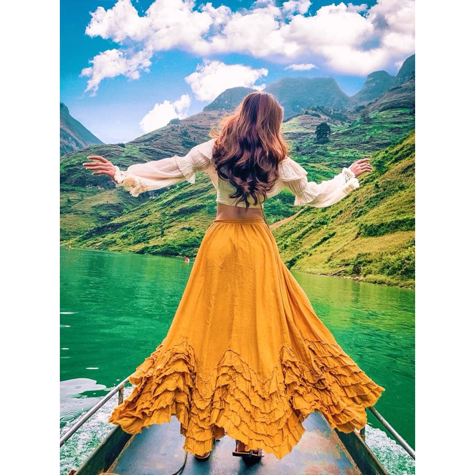 Chân váy xô Thái tầng