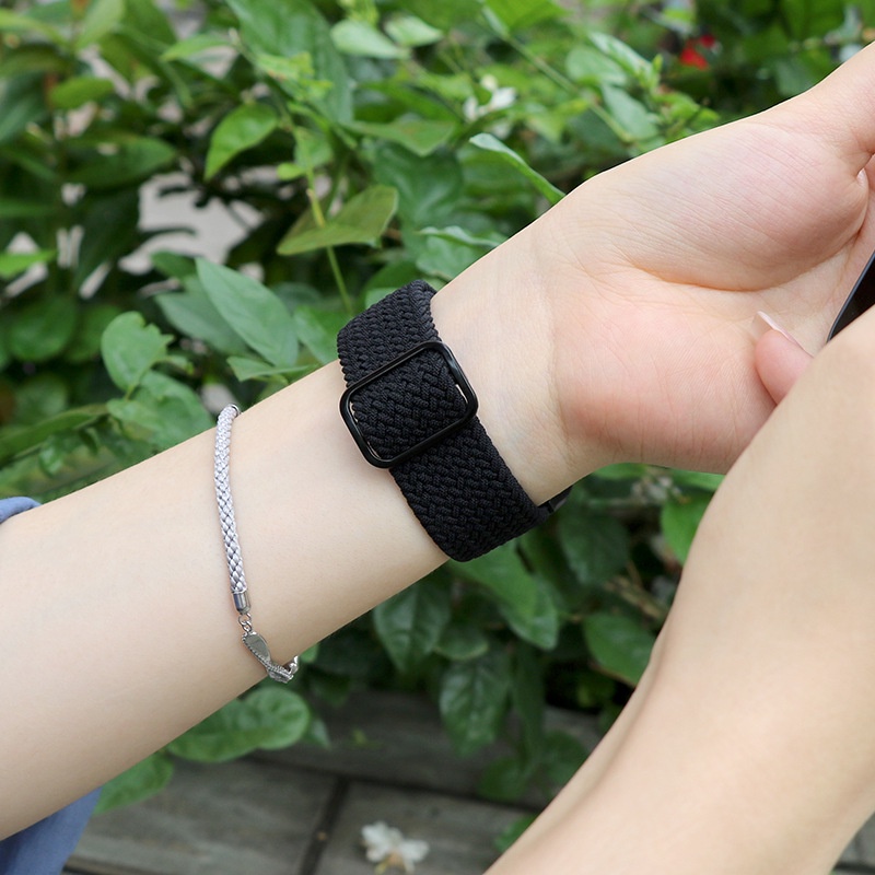 Dây đeo đồng hồ PFFEE bằng nylon co giãn điều chỉnh độ dài 44mm 40mm 45mm 41mm 38mm 42mm cho series 7 SE 6 5 4 3