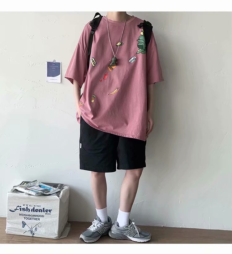 Áo Thun Tay Ngắn Cổ Tròn Thời Trang Hàn 5 Màu Tùy Chọn Size S-5XL Dành Cho Nam