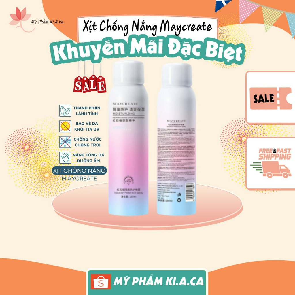 Xịt Chống Nắng Trắng Da Maycreate 150ml SPF35