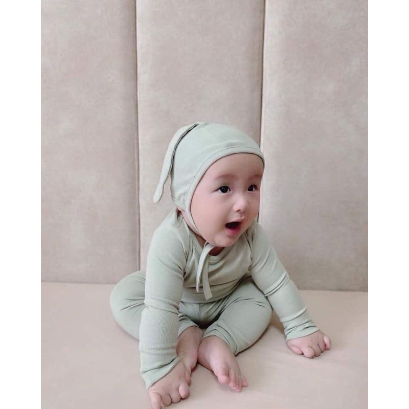 Bộ len tăm mũ tai thỏ cho bé 8-14kg