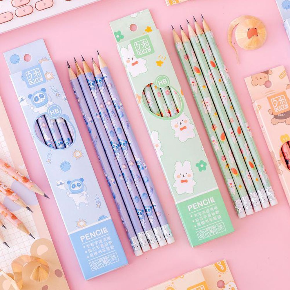 Set 10 Bút Chì Gỗ Họa Tiết Hoạt Hình Dễ Thương Cho Học Sinh