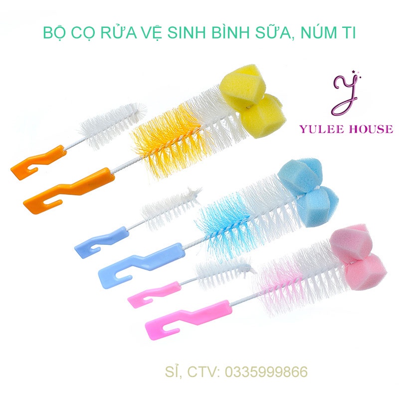 BỘ CỌ RỬA BÌNH SỮA, NÚM TI - CHỔI CỌ CỐC ĐA NĂNG - DỤNG CỤ VỆ SINH BÌNH SỮA