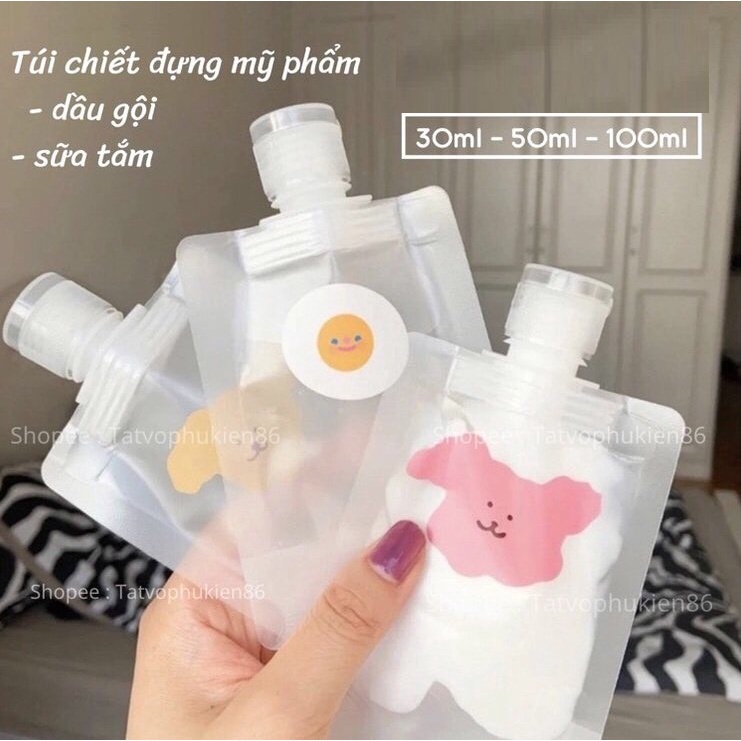 SET 3 cái 3 size - Túi chiết mỹ phẩm kem dưỡng da du lịch, túi đựng lotion sữa dưỡng thể, dầu gội, sữa tắm nhỏ gọn