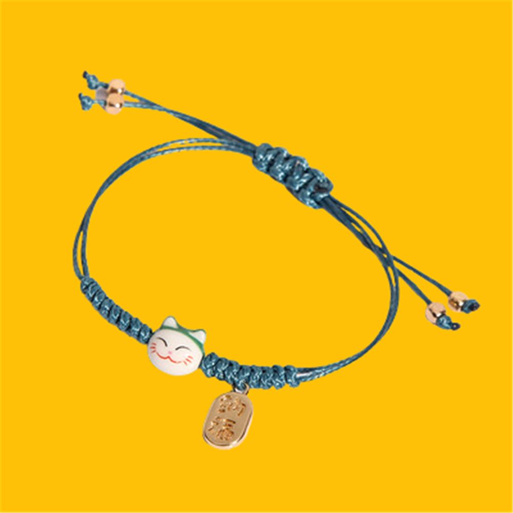 Vòng Tay Dây Bện Mặt Hình Mèo May Mắn Nhiều Màu Thời Trang Cho Nữ