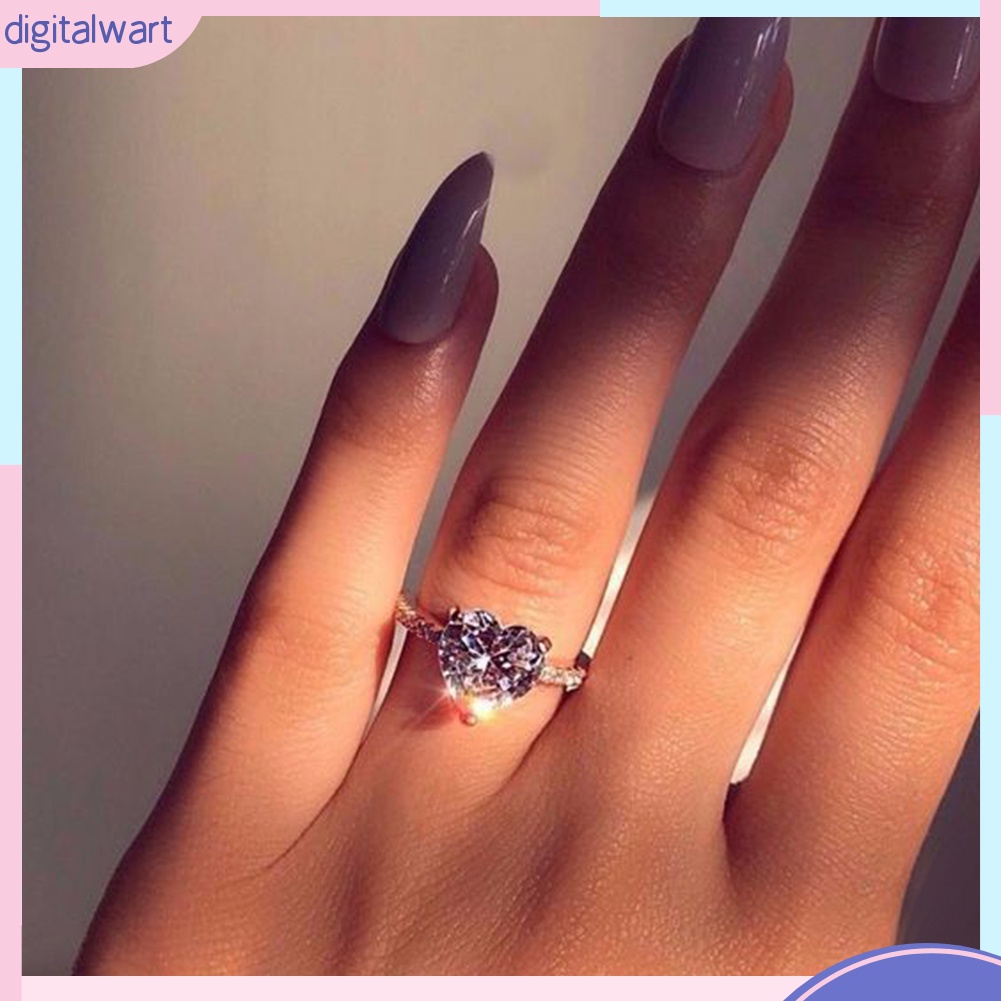 Nhẫn đính hôn hình trái tim đính đá thời trang cho nữ