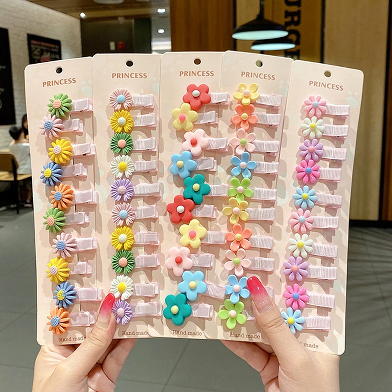 Set 10 kẹp tóc họa tiết hoạt hình phong cách Hàn Quốc cho bé gái