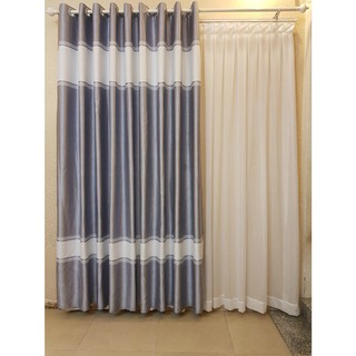Rèm Cửa Đi may sẵn - 190x270cm Hoàng Yên - Chống nắng cao cấp có chân, giảm nhiệt, màu xám -  Khoen Lỗ R1-33