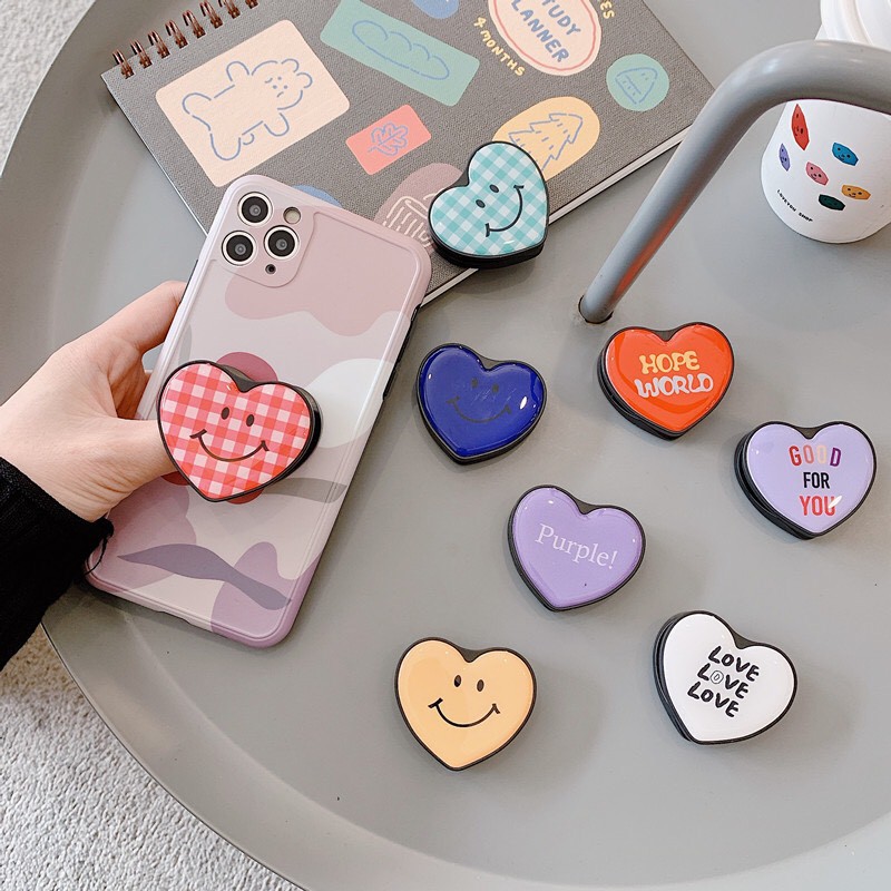 Popsocket giá đỡ điện thoại pop up trái tim in bóng đáng yêu siêu nhiều mẫu