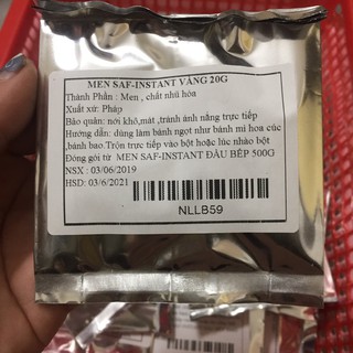 Men khô bánh mỳ ngọt Saf-Instant vàng Pháp gói nhỏ 20gr