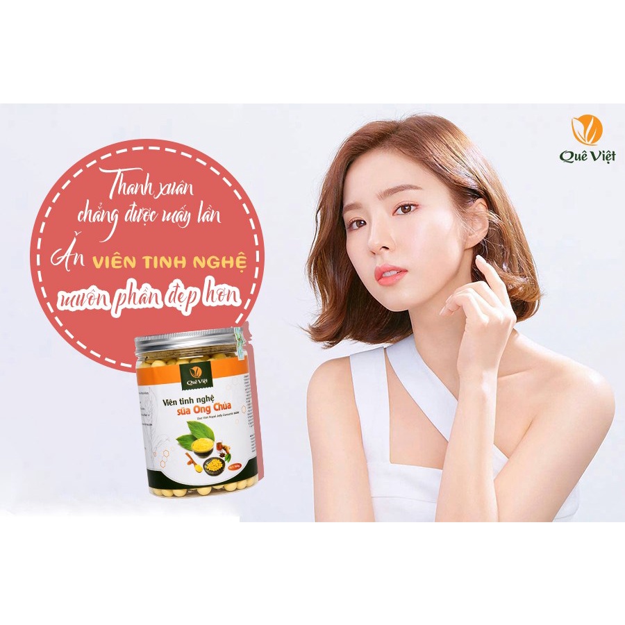 Nghệ viên mật ong sữa ong chúa Quê Việt tăng cường sức khỏe, làm đẹp da 350gr