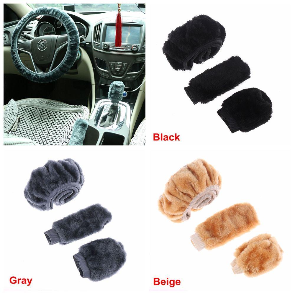 Bộ 3 Vỏ Bọc Vô Lăng Xe Hơi Bằng Lông Nhung Giữ Ấm Mùa Đông
