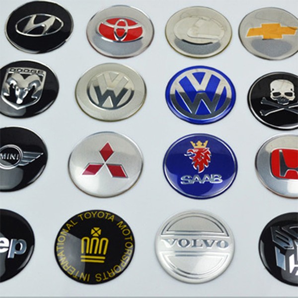 Set 4 Miếng Dán logo 56mm Trang Trí Trục Bánh Xe Hơi Mitsubishi Mazda Hyundai Chervolet Kia Toyota