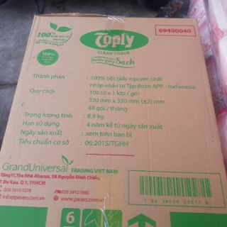 Khăn giấy vuông toply - Bịch 100 tờ