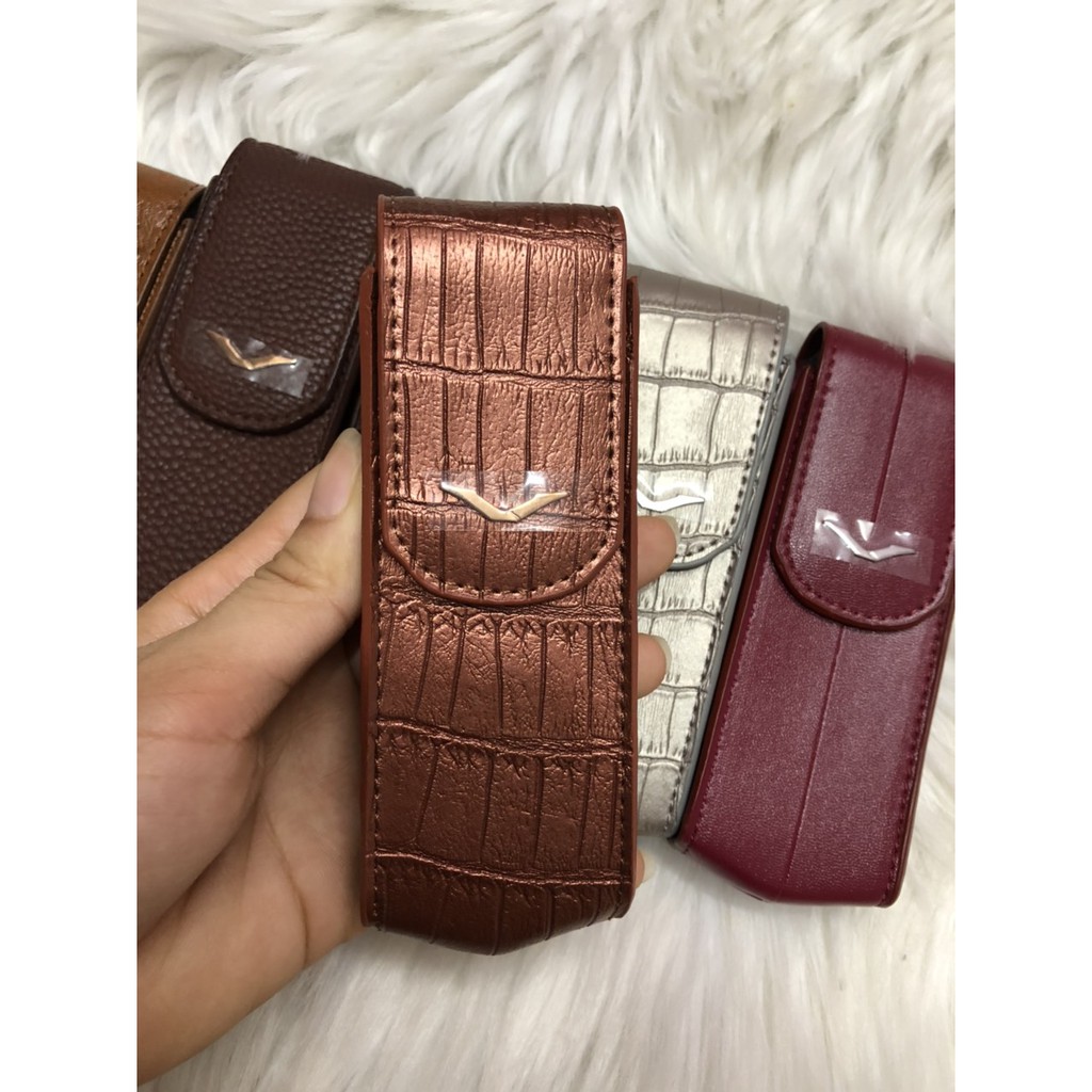 Bao da vertu Sing S có nắp dập vân màu độc, lạ hàng nhập khẩu