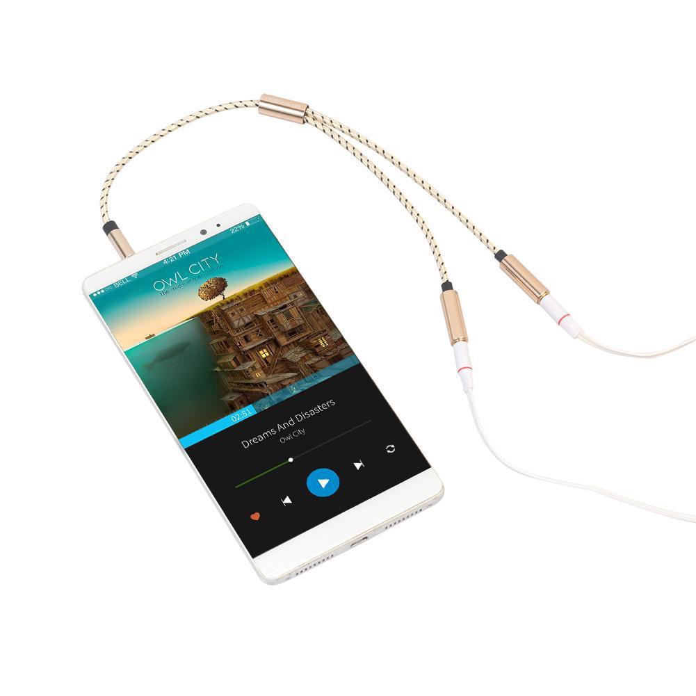 Dây cáp chia 2 cổng kết nối âm thanh 3.5mm