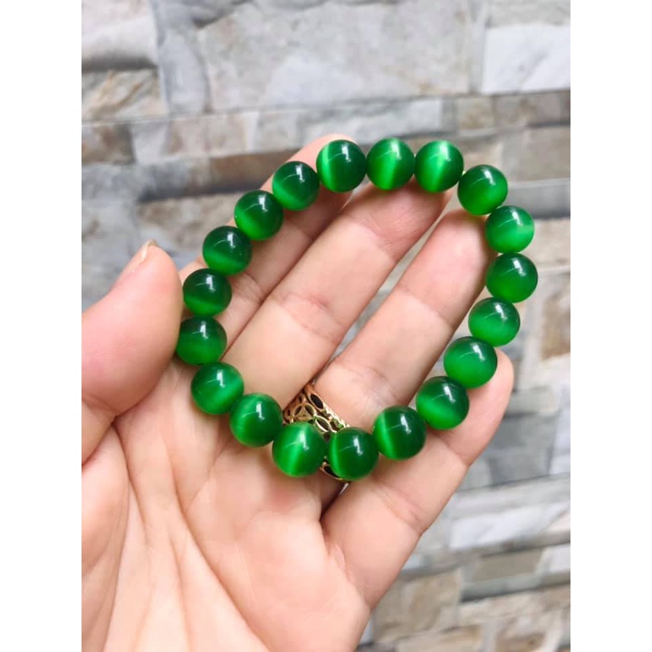 VÒNG TAY ĐÁ MẮT MÈO XANH LÁ THIÊN NHIÊN NHIỀU KÍCH THƯỚC