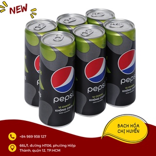 Lốc 6 lon nước ngọt Pepsi không calo vị chanh 330ml
