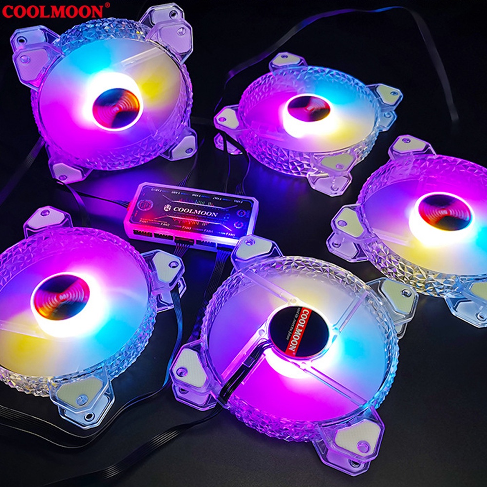 [ BỘ 5 FAN ] Quạt Tản Nhiệt, Fan Led ARGB Coolmoon + Bộ Hub Coolmoon và điều khiển - Tặng kèm ốc vít